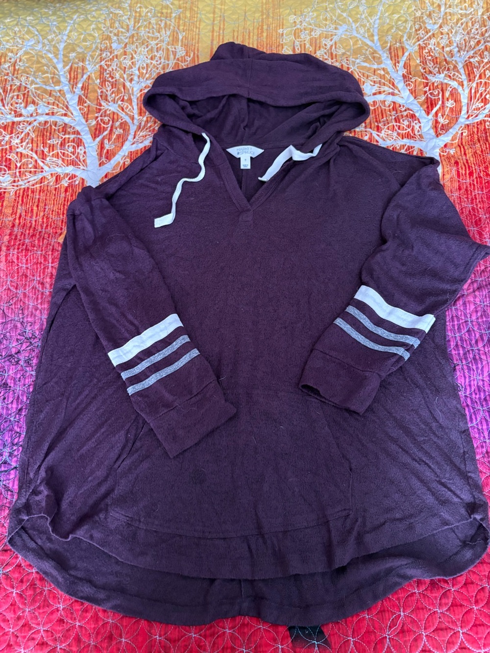 Womens Hooded Pullover Sweater - Purple